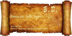 Bencze Dénes névjegykártya