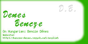denes bencze business card
